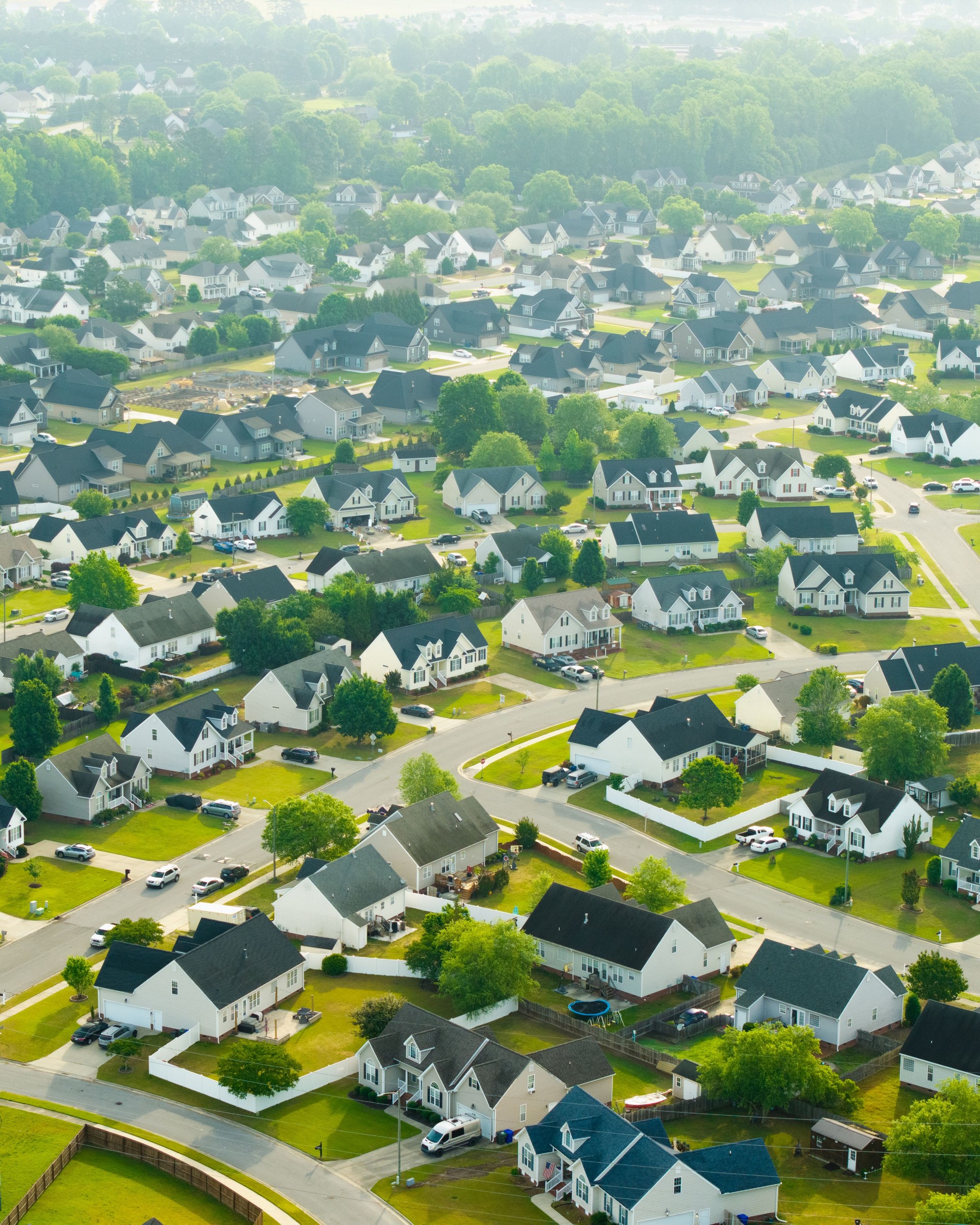New Neighborhood Surrounded by Trees - Houses - Telephoto Wide Shot
